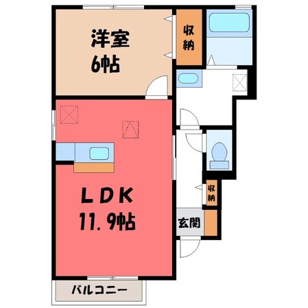 宇都宮駅 徒歩36分 1階の物件間取画像